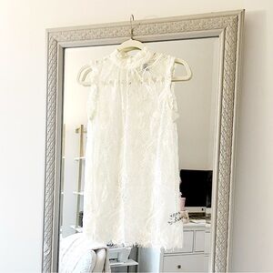 Target x Who What Wear Lace Sleeveless Ivory Off White Top Blouse Size XS